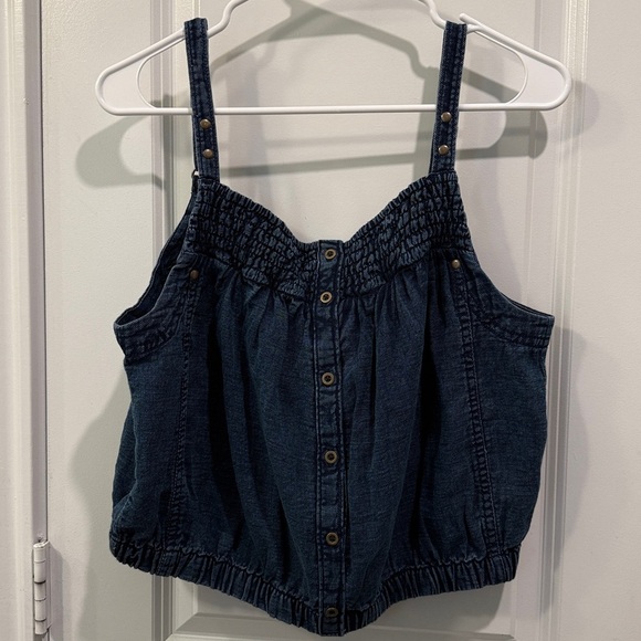 Anthropologie - Pilcro - Chambray Button-Front Bubble-Hem Top - Picture 6 of 12